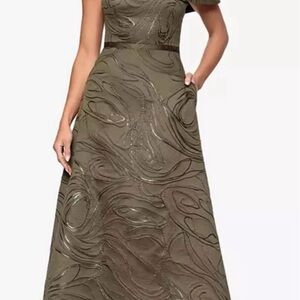 Elegant Olive Green Evening Gown